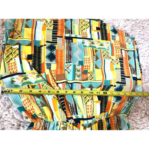 Sleeveless Aztec Design Collared V-Neck Elastic Waist Romper Sz M Pockets Flowy - Picture 6 of 7